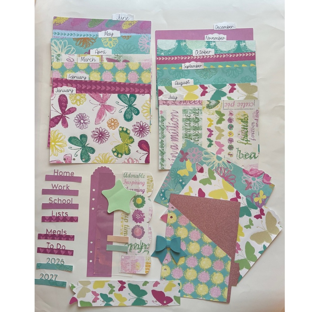 28 Colorful Butterfly Hearts A5 Planner Monthly Dividers Set